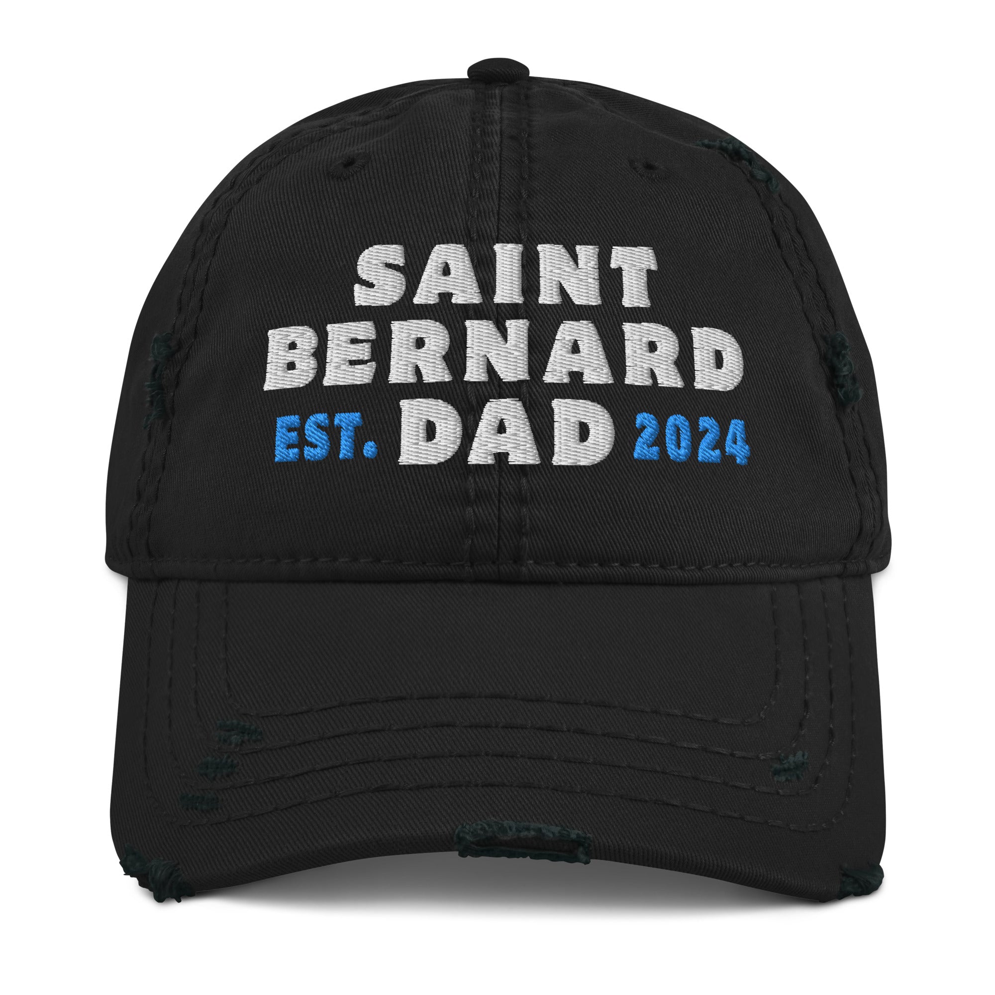 Saint Bernard Dog Dad Est. Date Distressed Dad Hat - Lucy + Norman