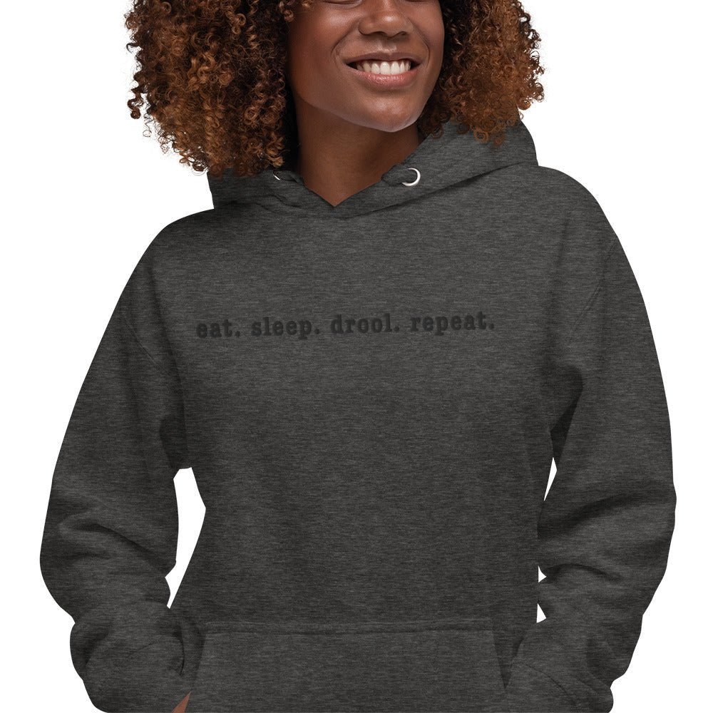 Eat. Sleep. Drool. Repeat. Embroidered Hoodie - Lucy + Norman