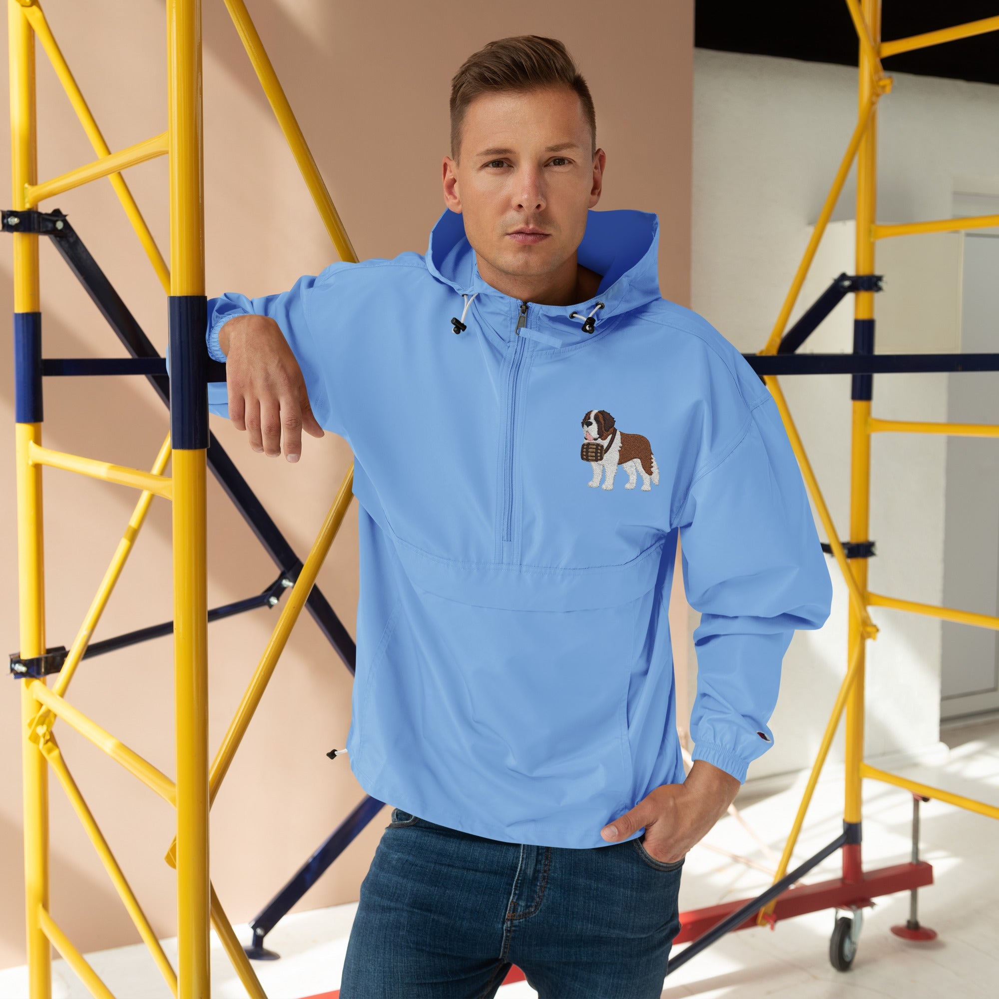 Embroidered Champion Packable St Bernard Jacket - Lucy + Norman