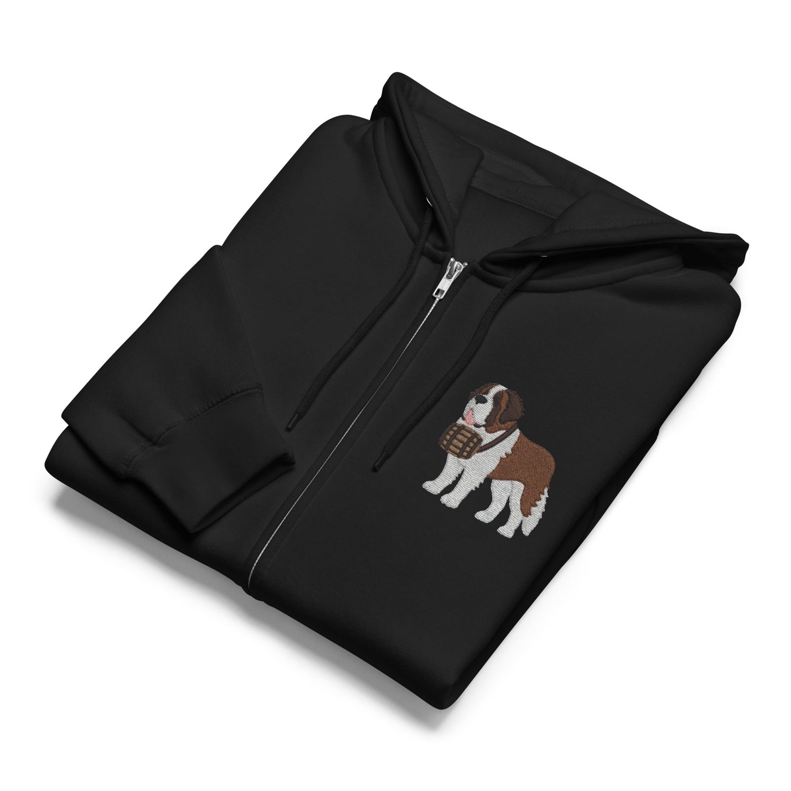 Embroidered Chest Saint Bernard Full Zip Hoodie - Lucy + Norman