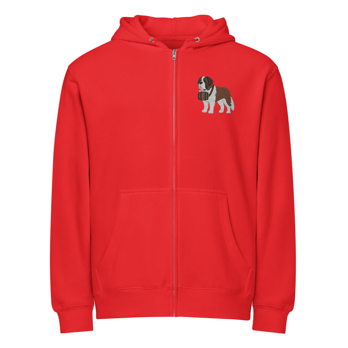 Embroidered Chest Saint Bernard Full Zip Hoodie - Lucy + Norman
