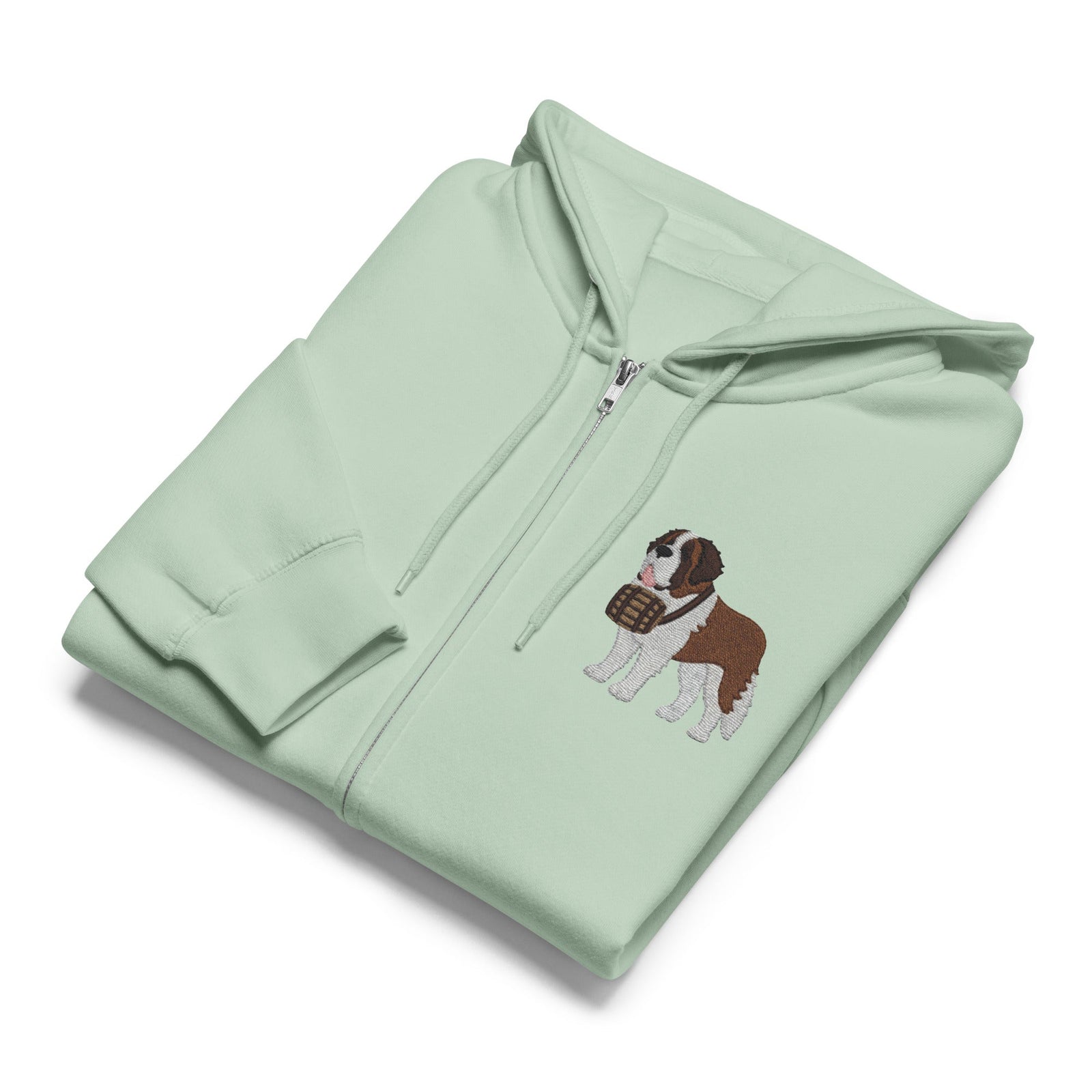 Embroidered Chest Saint Bernard Full Zip Hoodie - Lucy + Norman