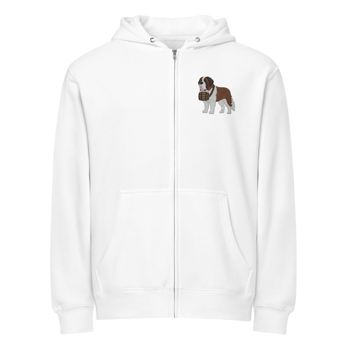 Embroidered Chest Saint Bernard Full Zip Hoodie - Lucy + Norman