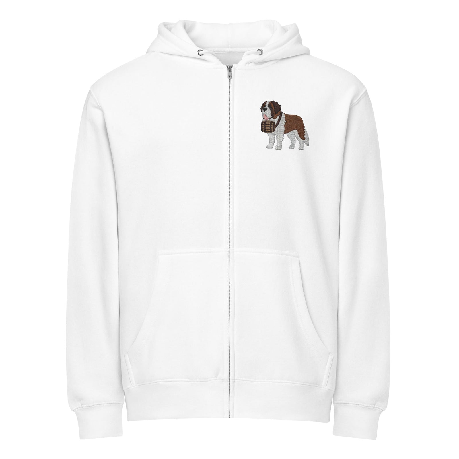 Embroidered Chest Saint Bernard Full Zip Hoodie - Lucy + Norman