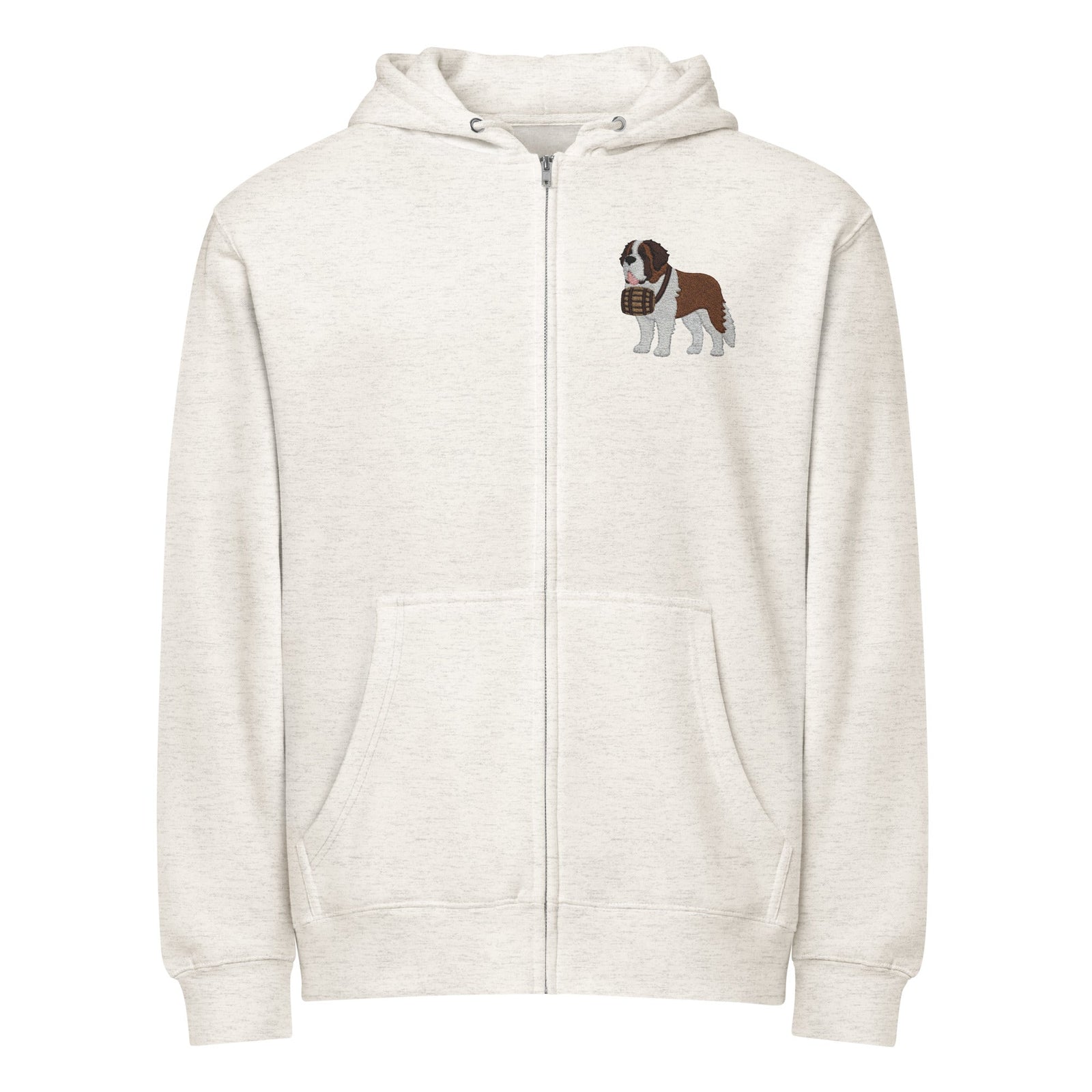Embroidered Chest Saint Bernard Full Zip Hoodie - Lucy + Norman