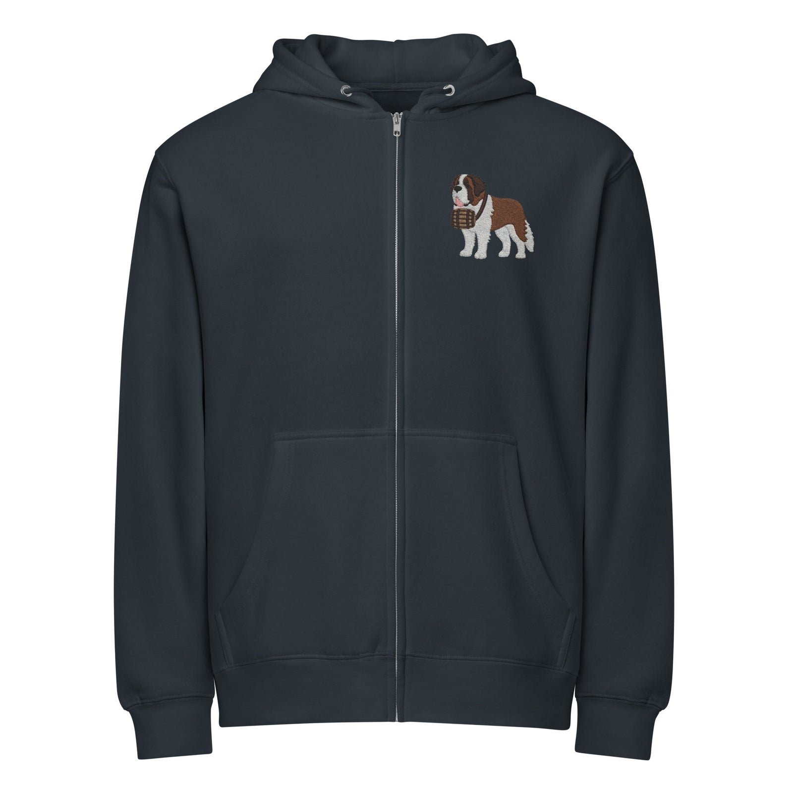 Embroidered Chest Saint Bernard Full Zip Hoodie - Lucy + Norman