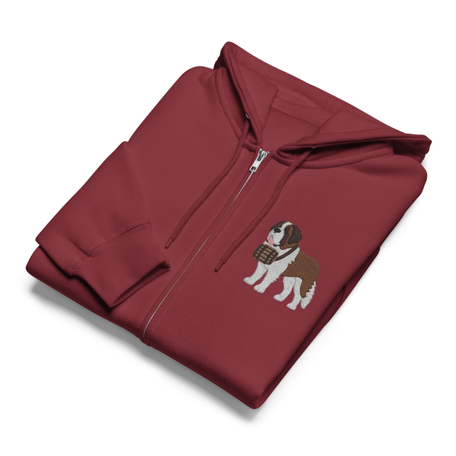 Embroidered Chest Saint Bernard Full Zip Hoodie - Lucy + Norman