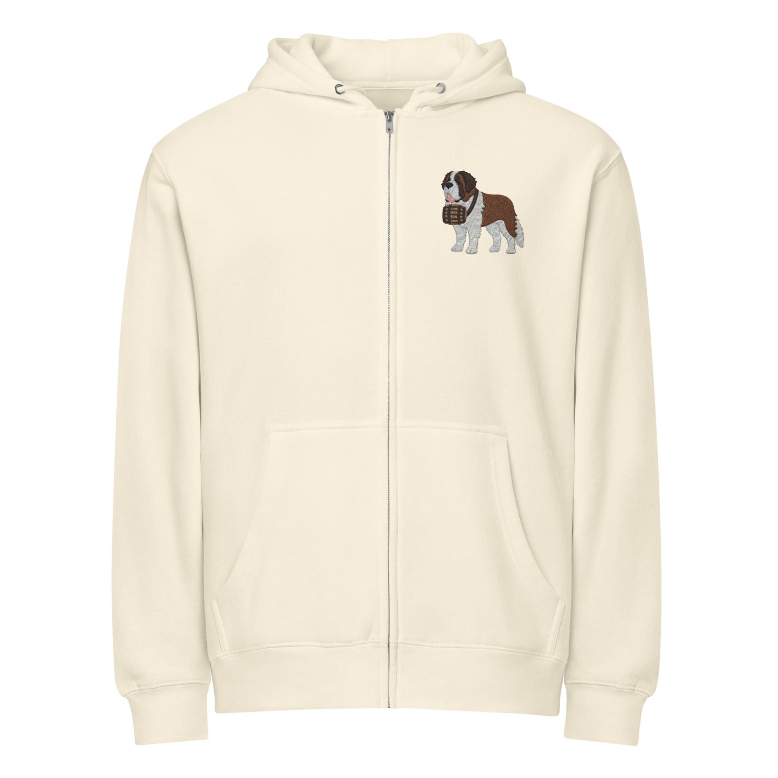Embroidered Chest Saint Bernard Full Zip Hoodie - Lucy + Norman