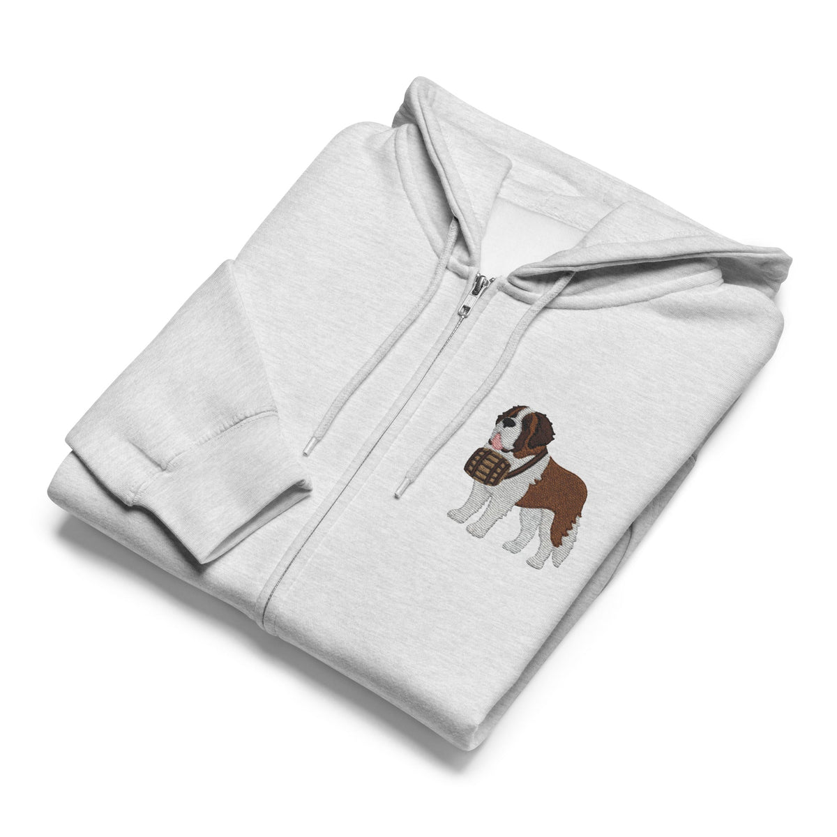 Embroidered Chest Saint Bernard Full Zip Hoodie - Lucy + Norman