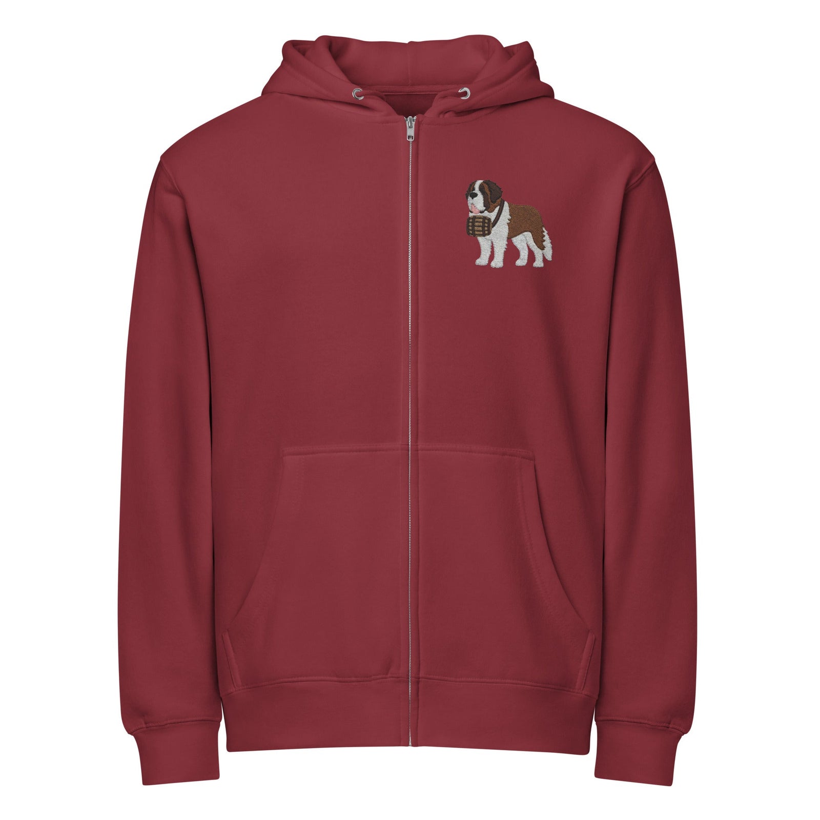 Embroidered Chest Saint Bernard Full Zip Hoodie - Lucy + Norman