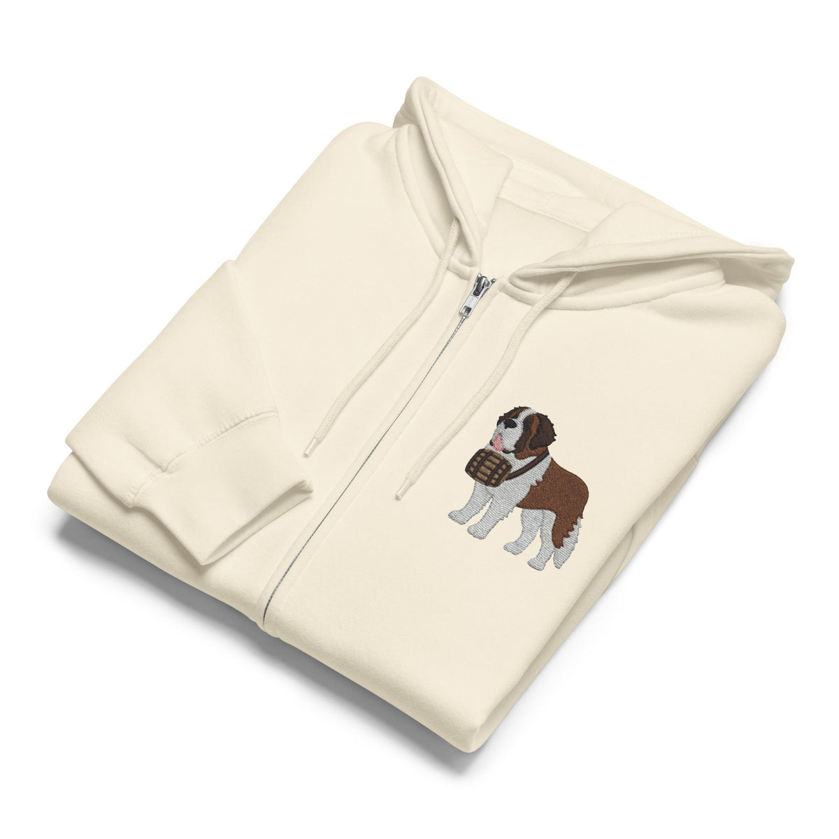 Embroidered Chest Saint Bernard Full Zip Hoodie - Lucy + Norman