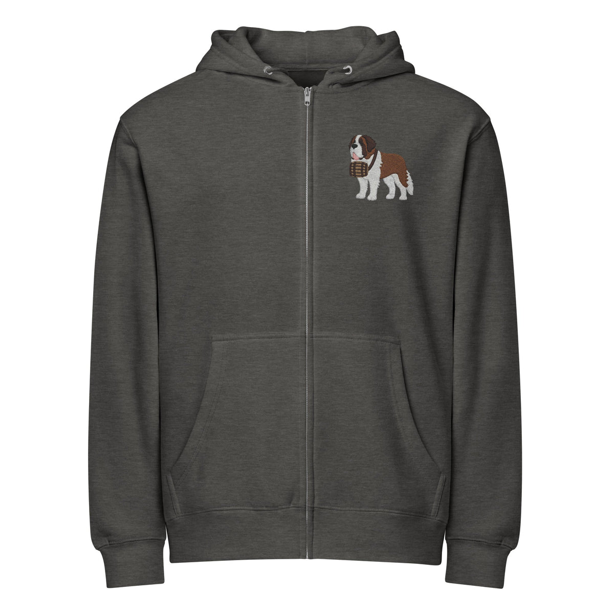 Embroidered Chest Saint Bernard Full Zip Hoodie - Lucy + Norman