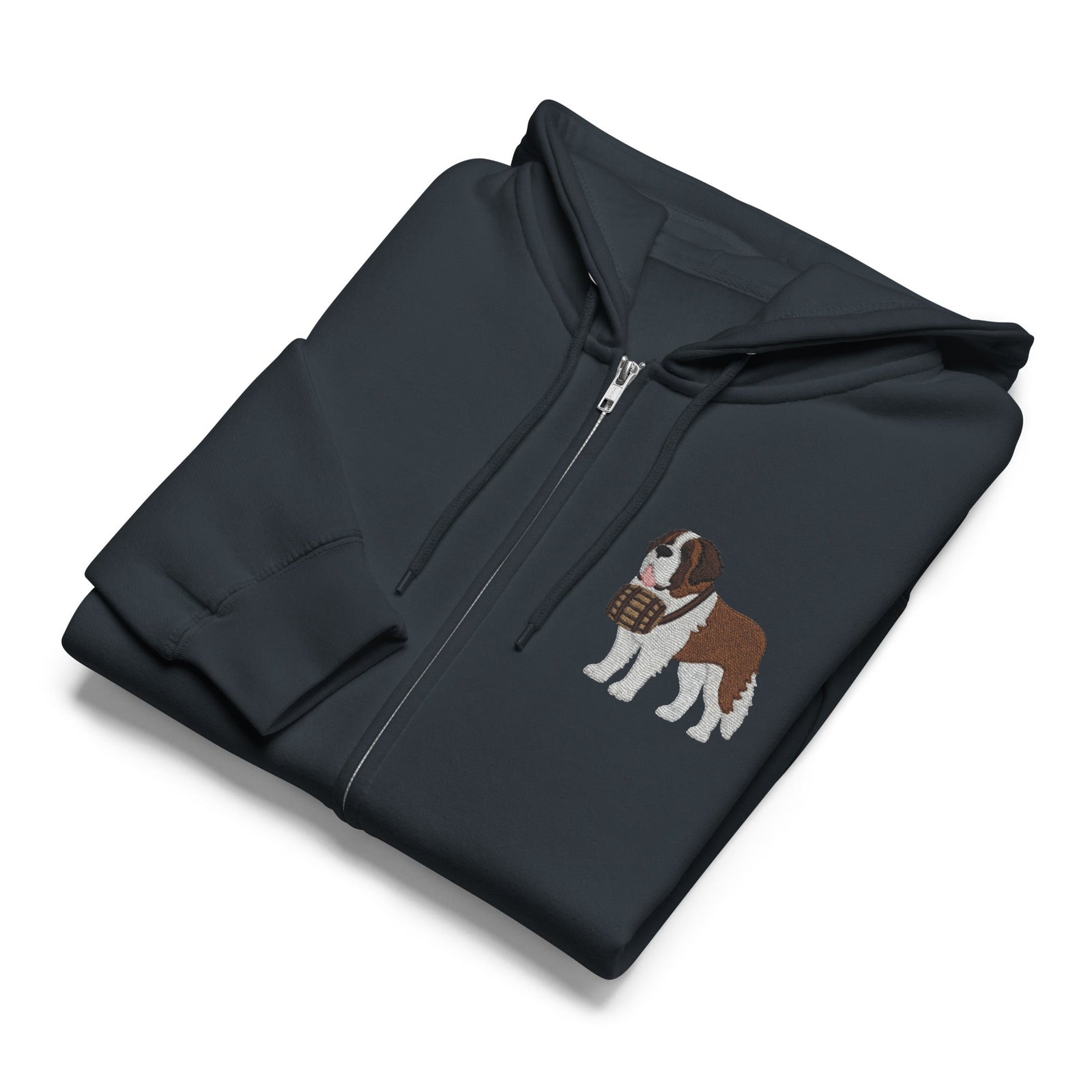 Embroidered Chest Saint Bernard Full Zip Hoodie - Lucy + Norman