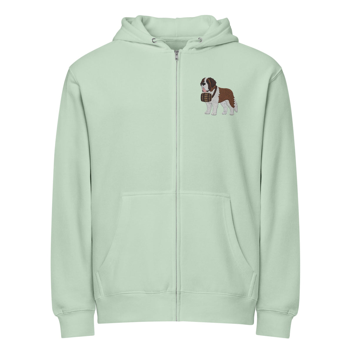 Embroidered Chest Saint Bernard Full Zip Hoodie - Lucy + Norman