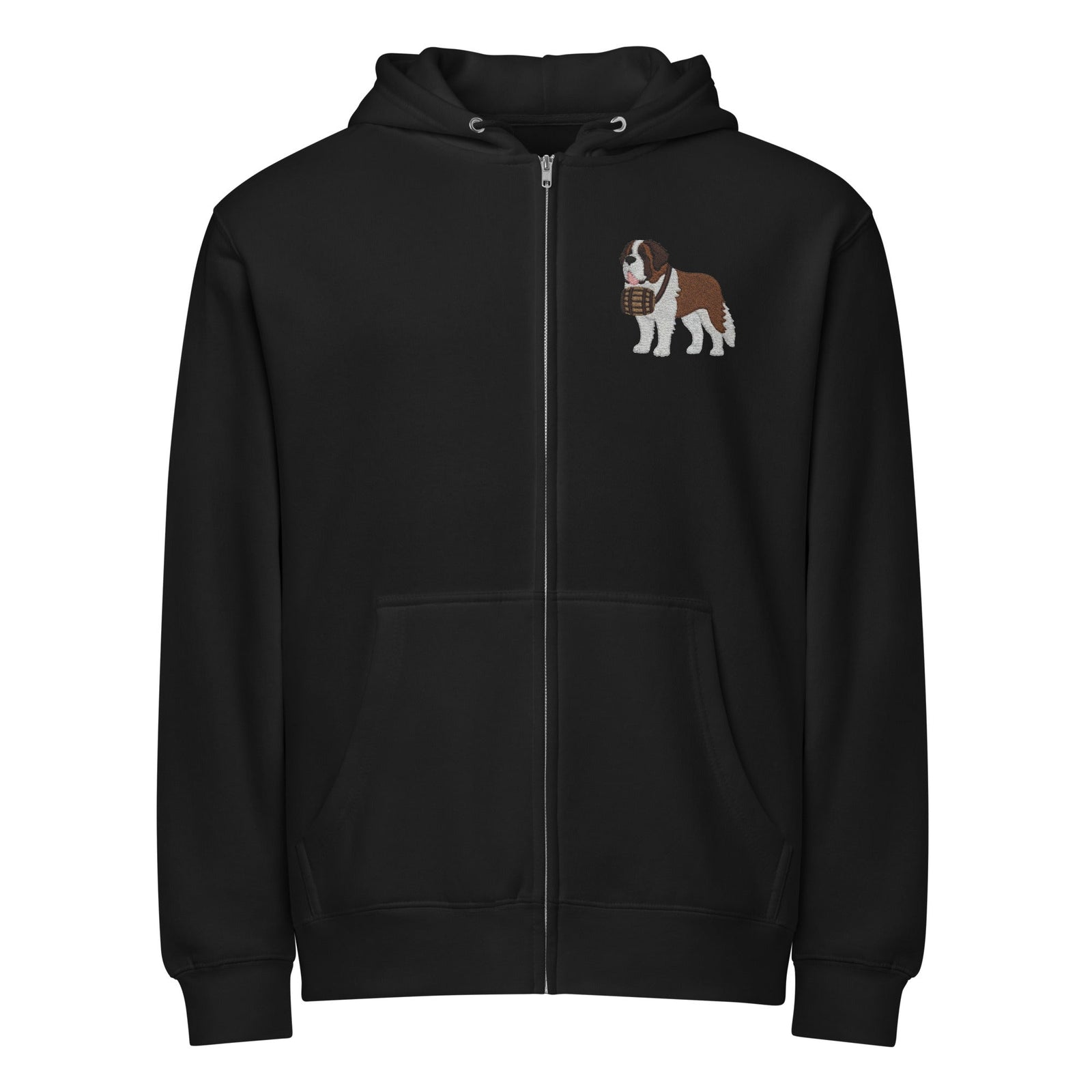Embroidered Chest Saint Bernard Full Zip Hoodie - Lucy + Norman