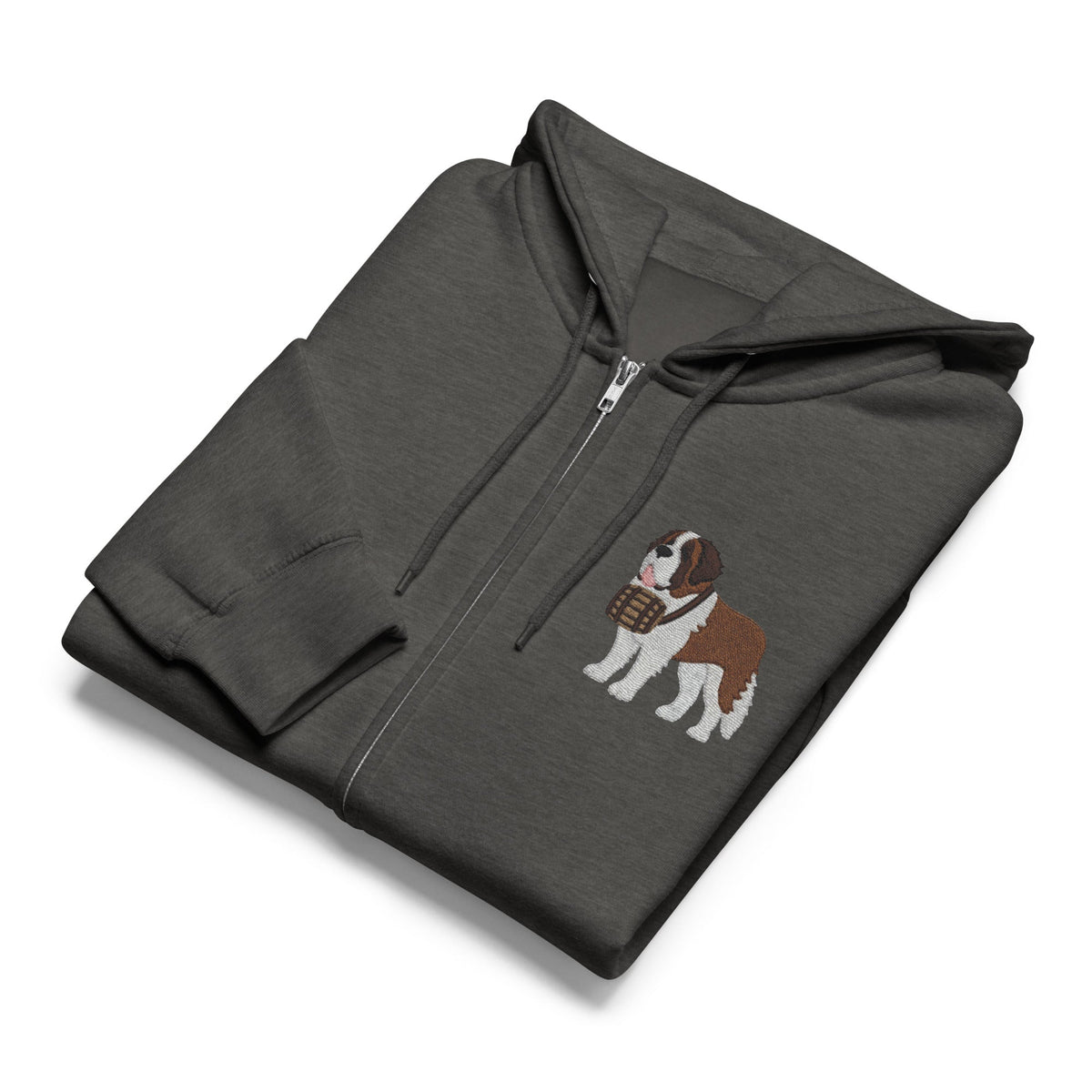 Embroidered Chest Saint Bernard Full Zip Hoodie - Lucy + Norman