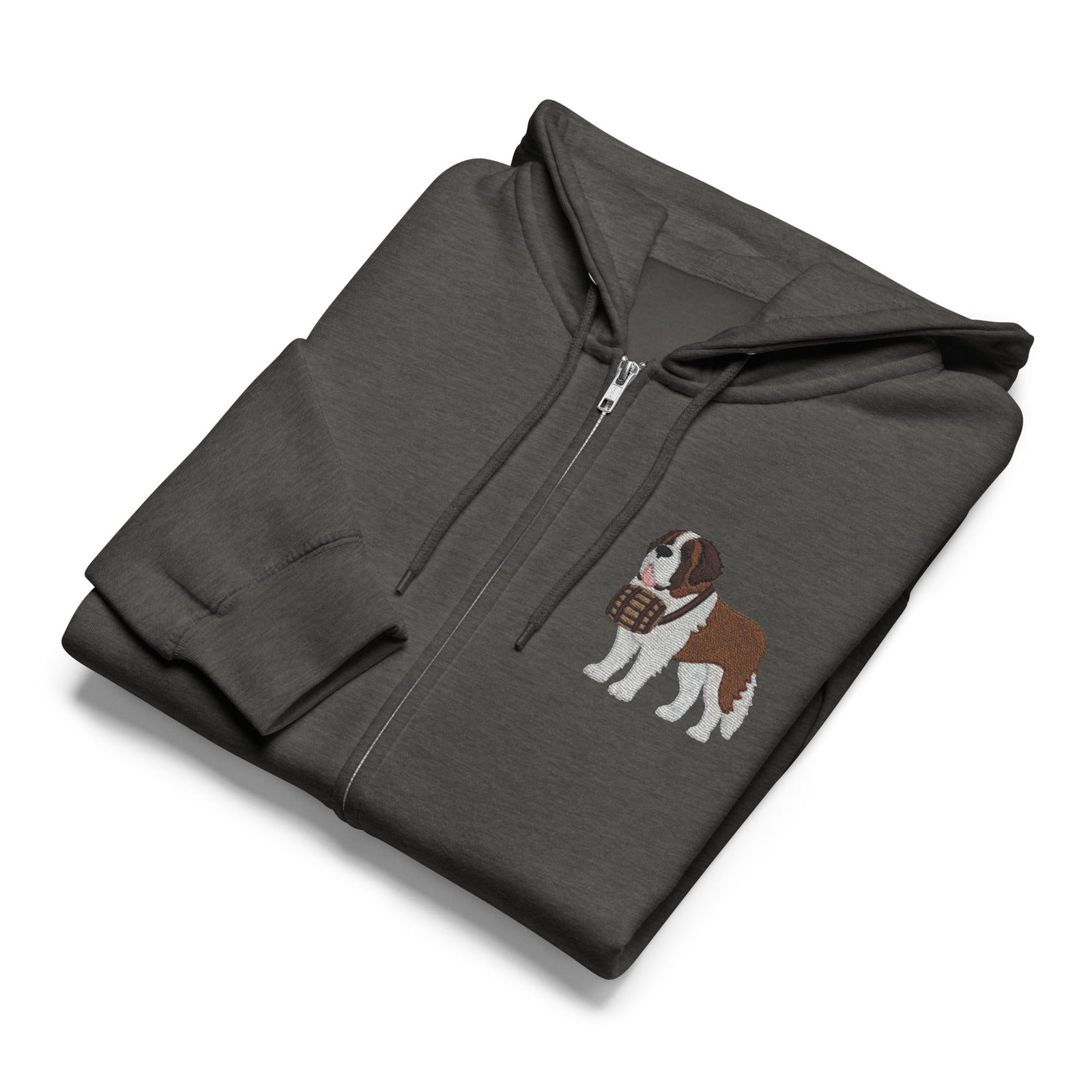 Embroidered Chest Saint Bernard Full Zip Hoodie - Lucy + Norman