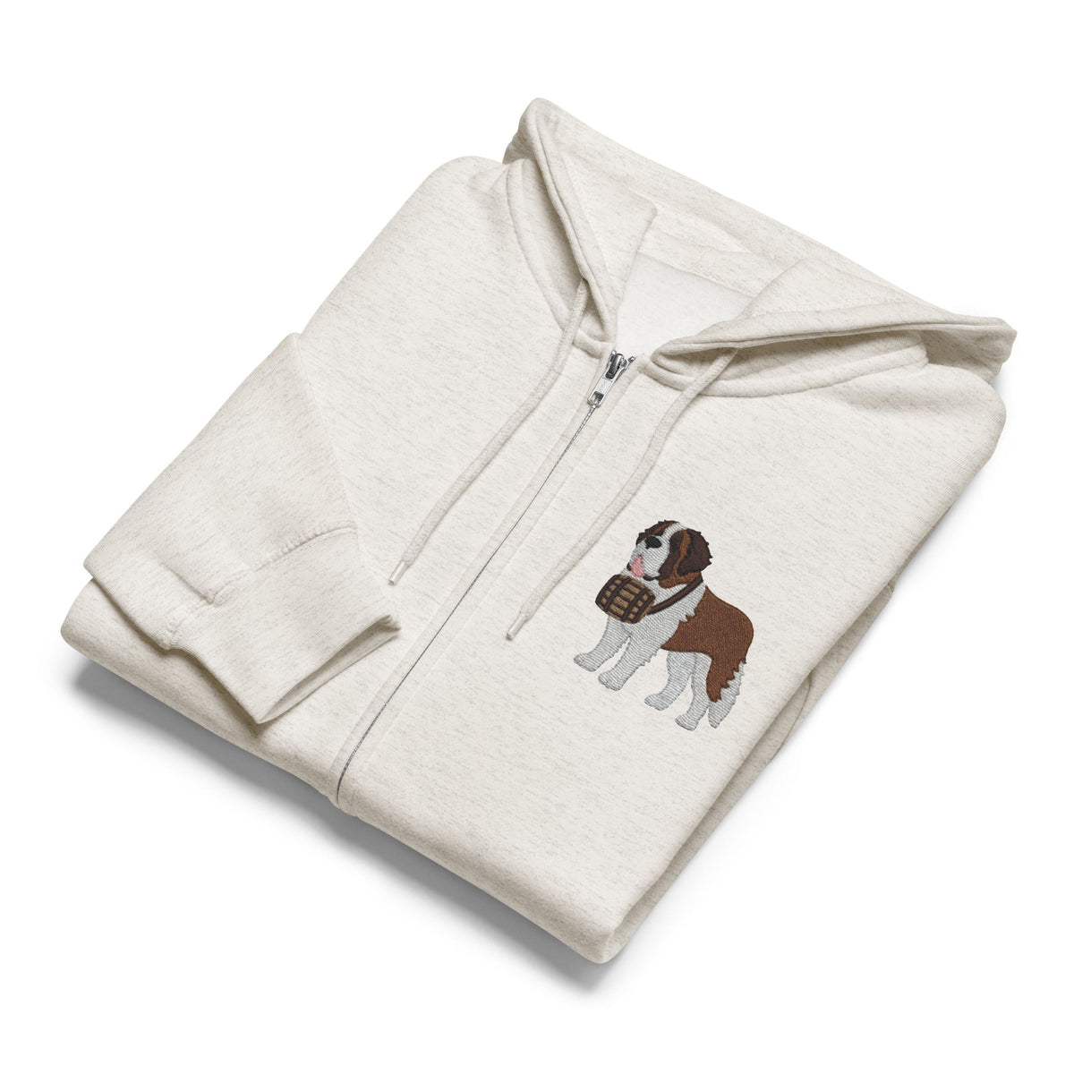 Embroidered Chest Saint Bernard Full Zip Hoodie - Lucy + Norman