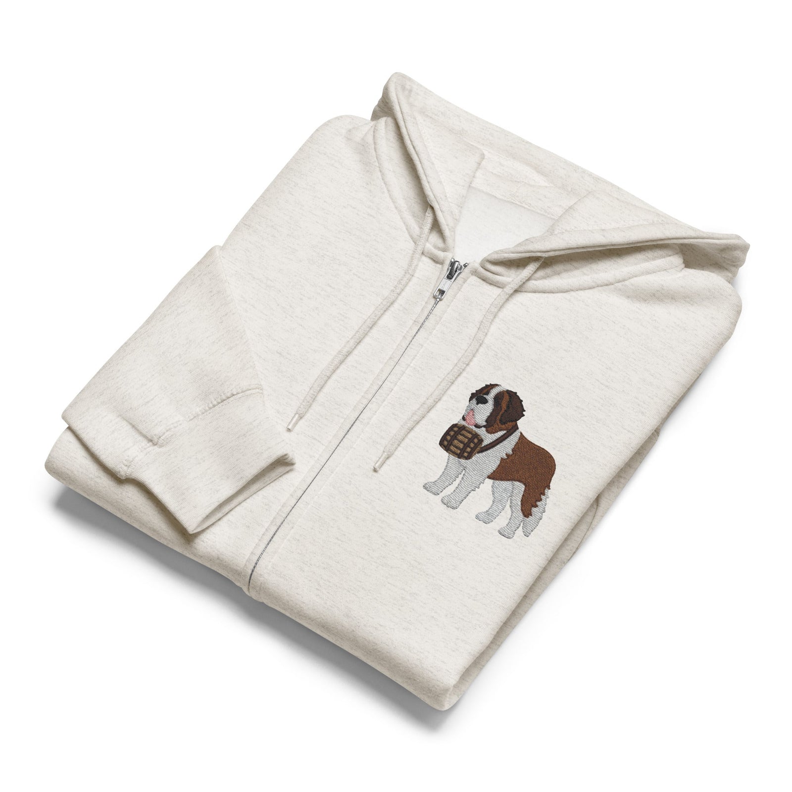 Embroidered Chest Saint Bernard Full Zip Hoodie - Lucy + Norman