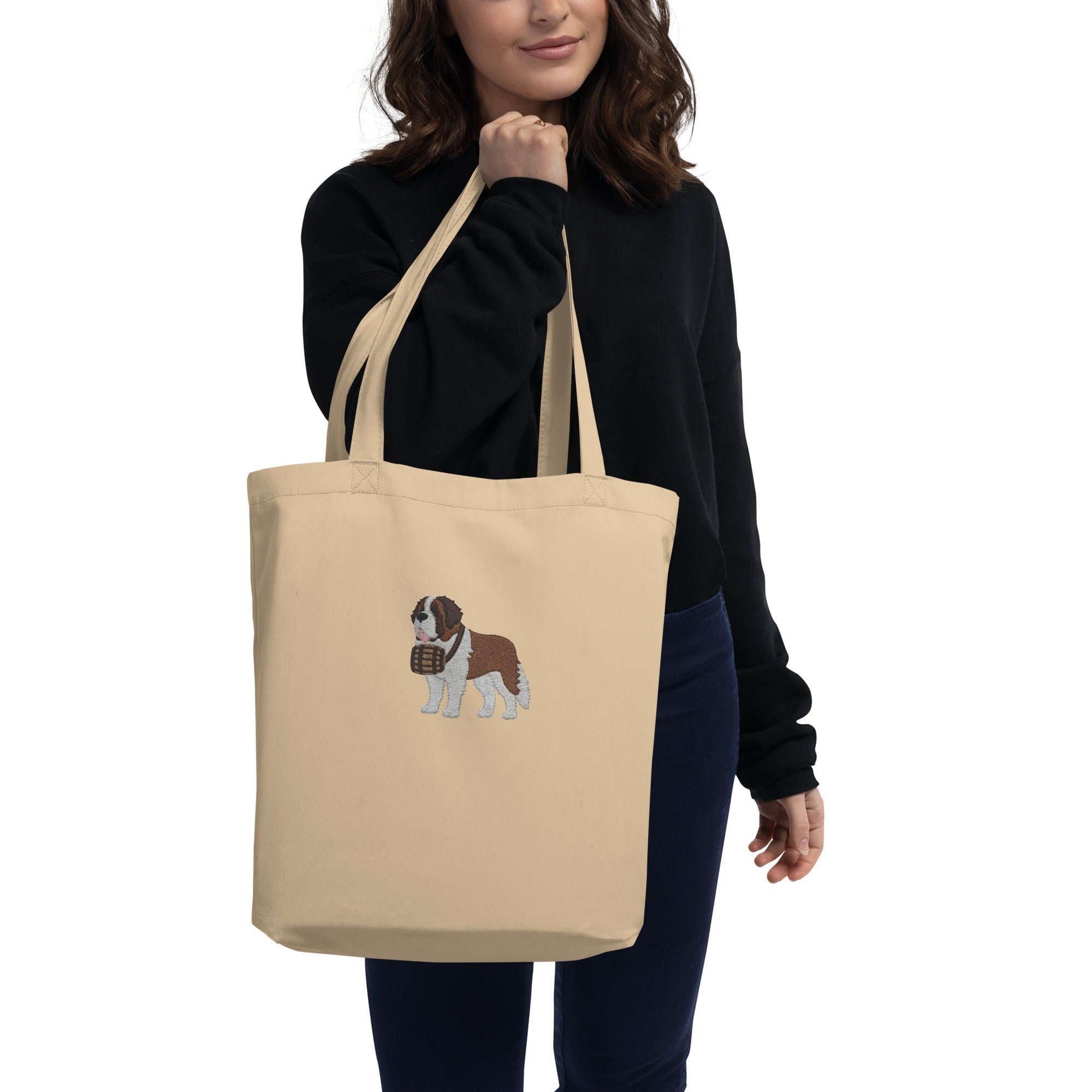 Embroidered Saint Bernard Eco Tote Bag - Lucy + Norman