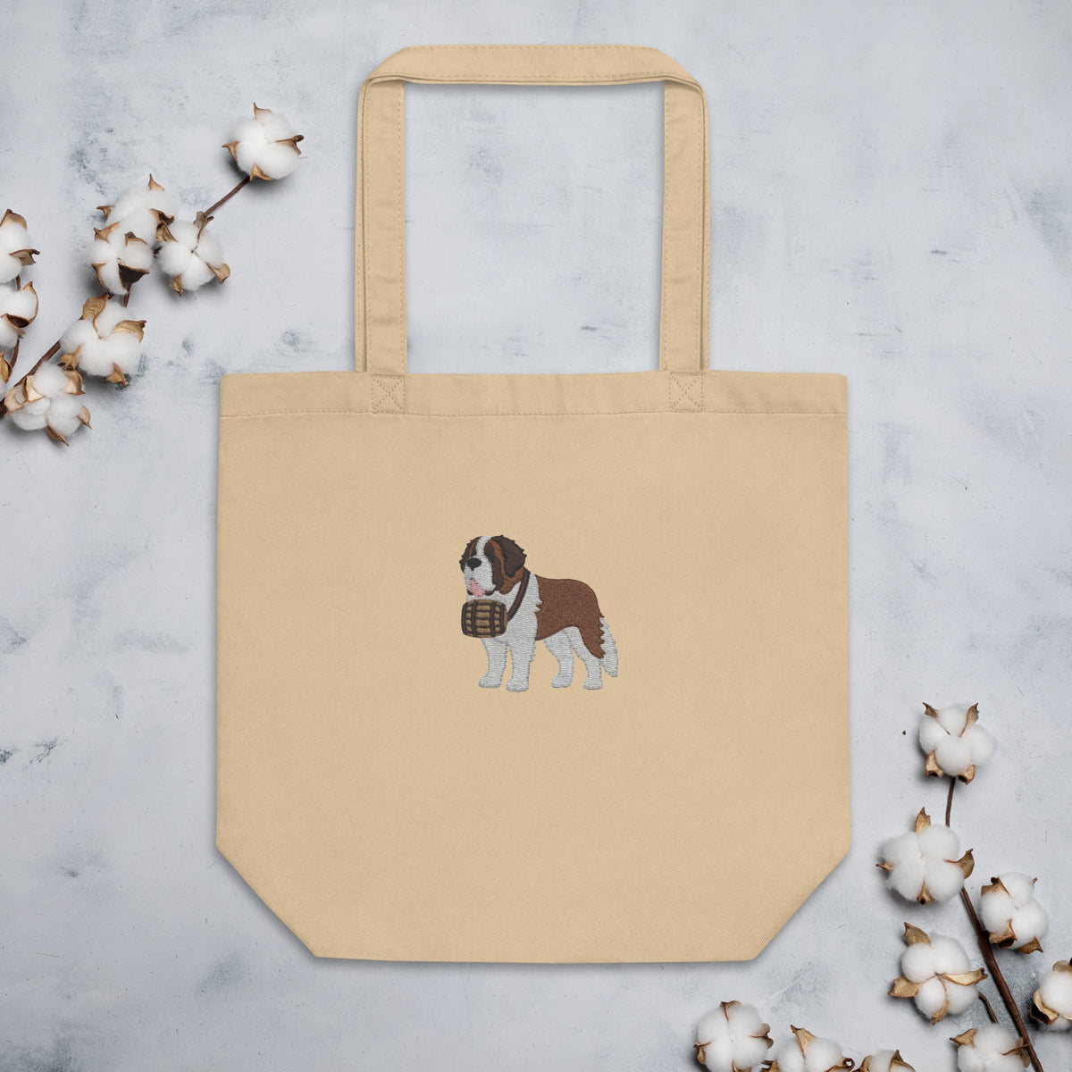 Embroidered Saint Bernard Eco Tote Bag - Lucy + Norman