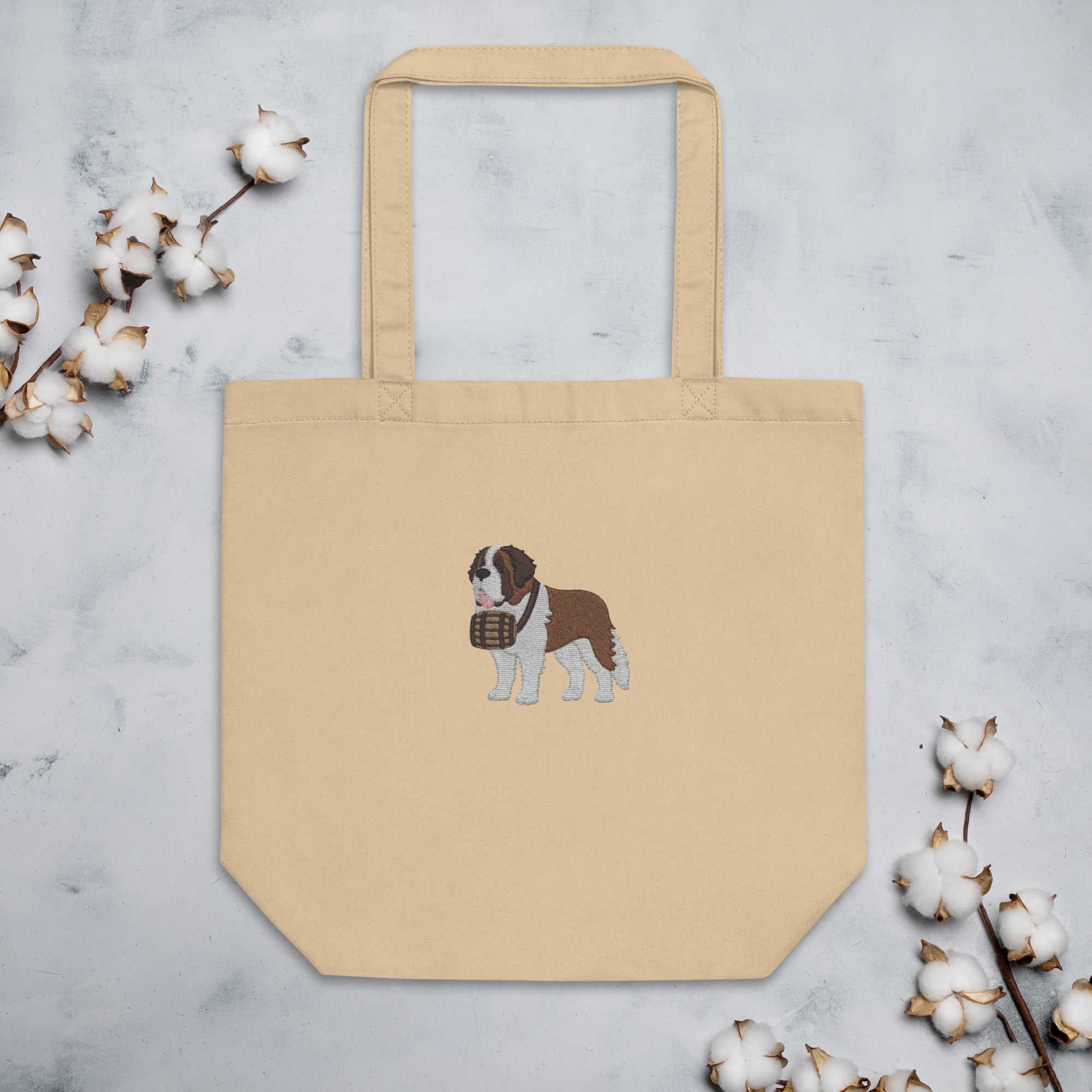 Embroidered Saint Bernard Eco Tote Bag - Lucy + Norman