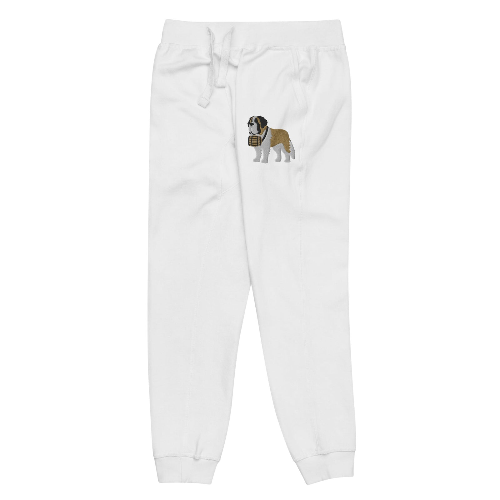 Embroidered Saint Bernard Fleece Sweatpants - Lucy + Norman