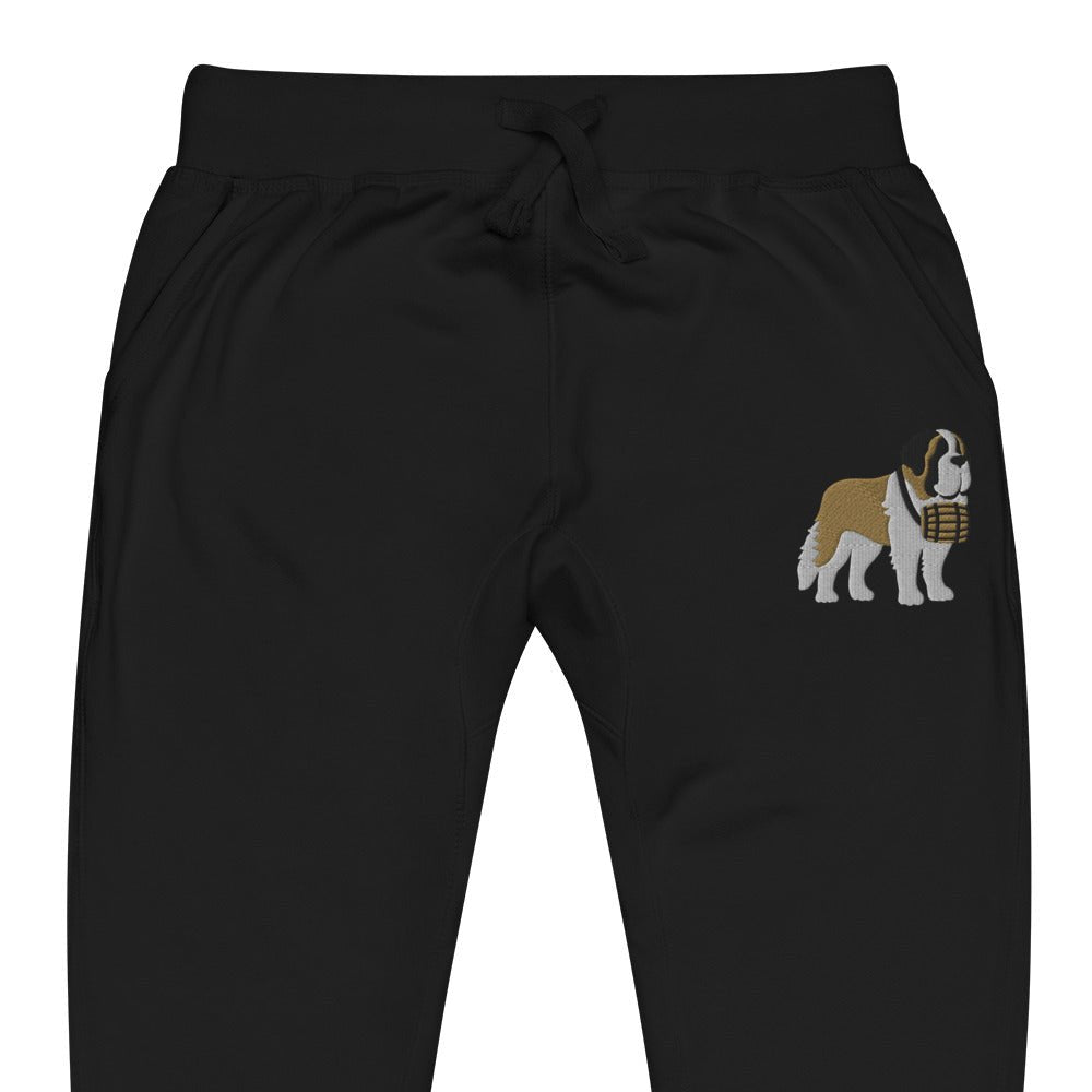 Embroidered Saint Bernard Fleece Sweatpants - Lucy + Norman