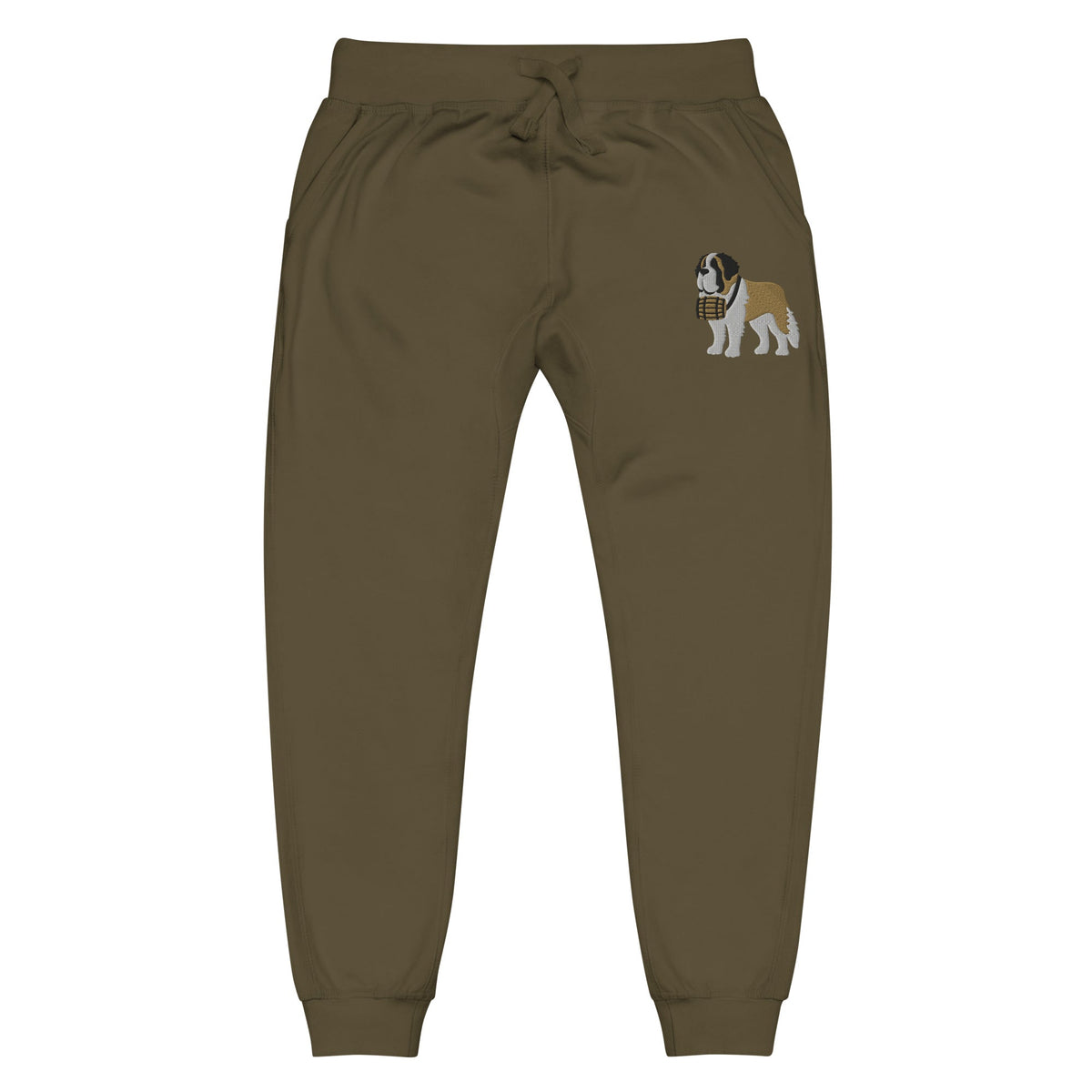 Embroidered Saint Bernard Fleece Sweatpants - Lucy + Norman