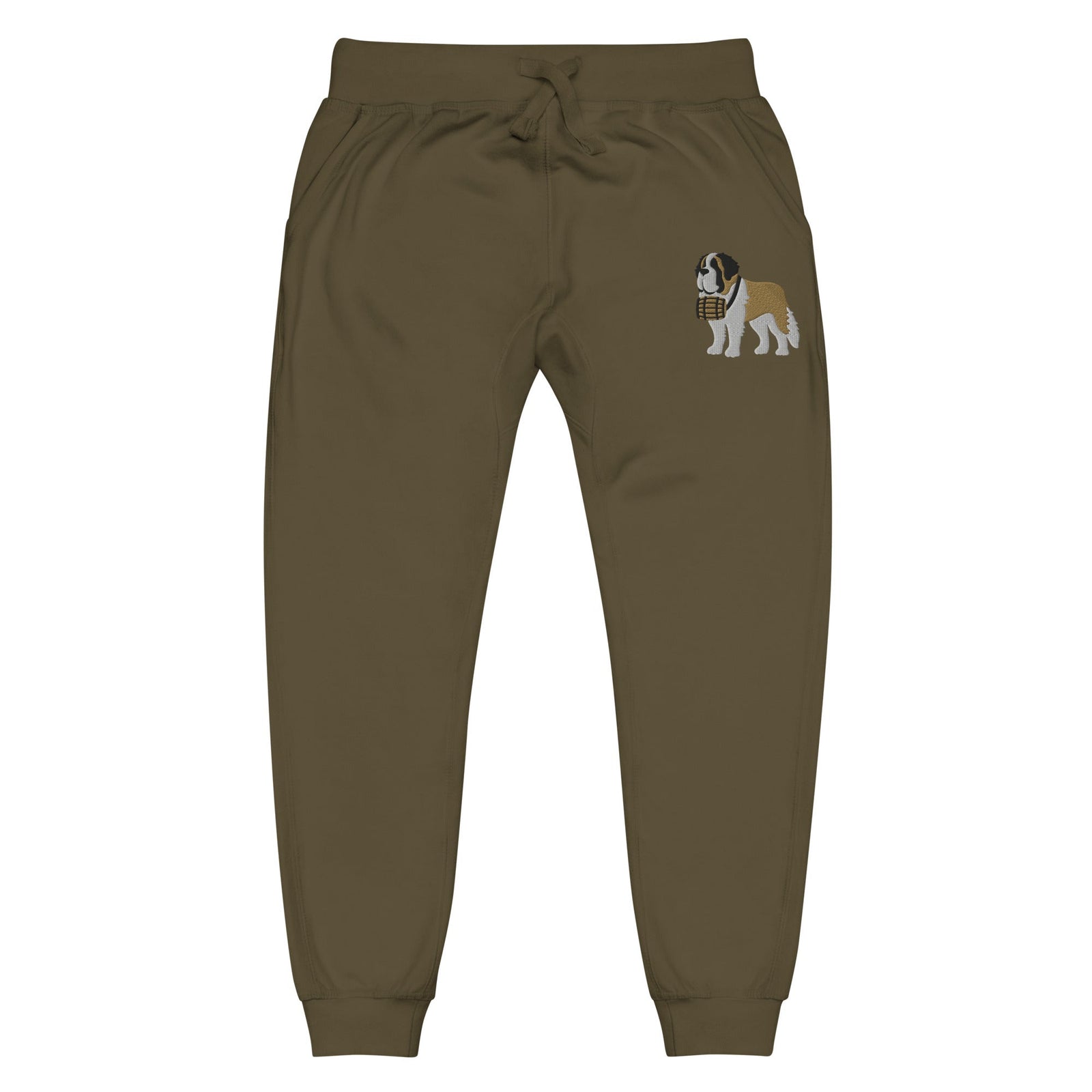 Embroidered Saint Bernard Fleece Sweatpants - Lucy + Norman