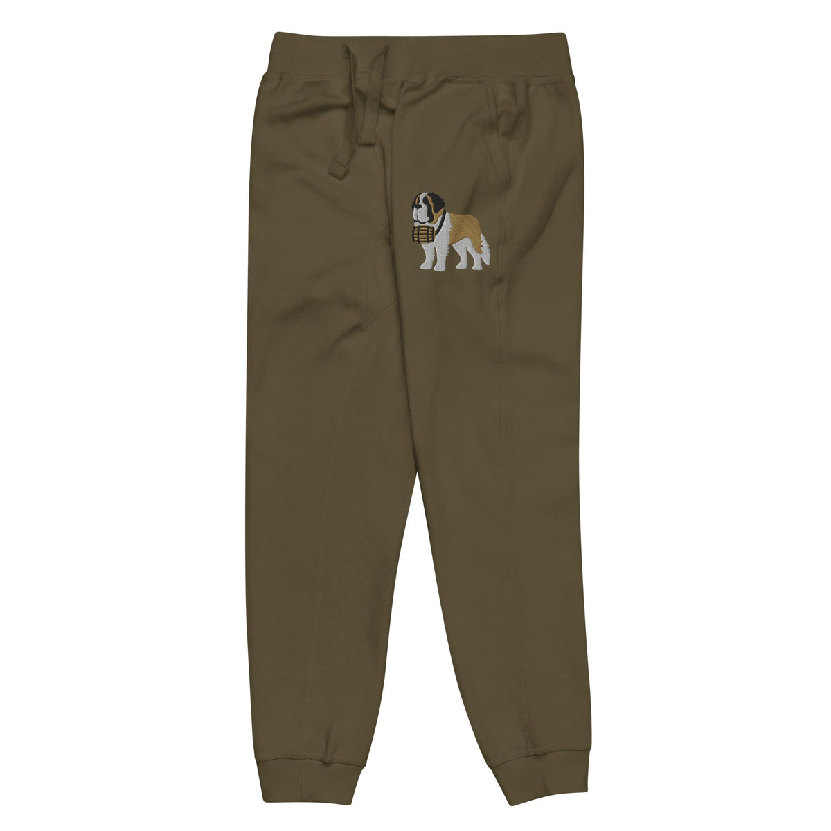 Embroidered Saint Bernard Fleece Sweatpants - Lucy + Norman