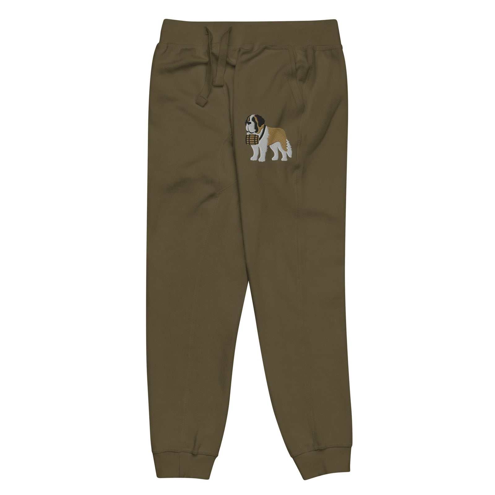 Embroidered Saint Bernard Fleece Sweatpants - Lucy + Norman