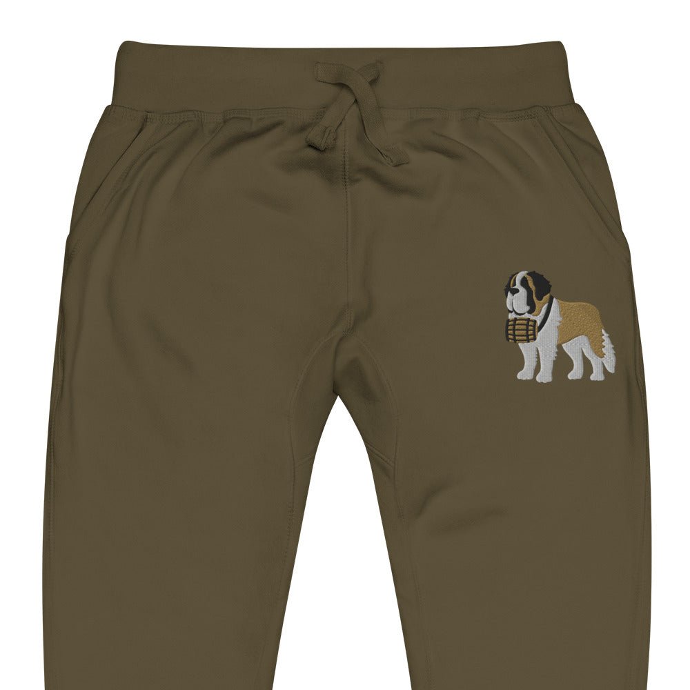 Embroidered Saint Bernard Fleece Sweatpants - Lucy + Norman