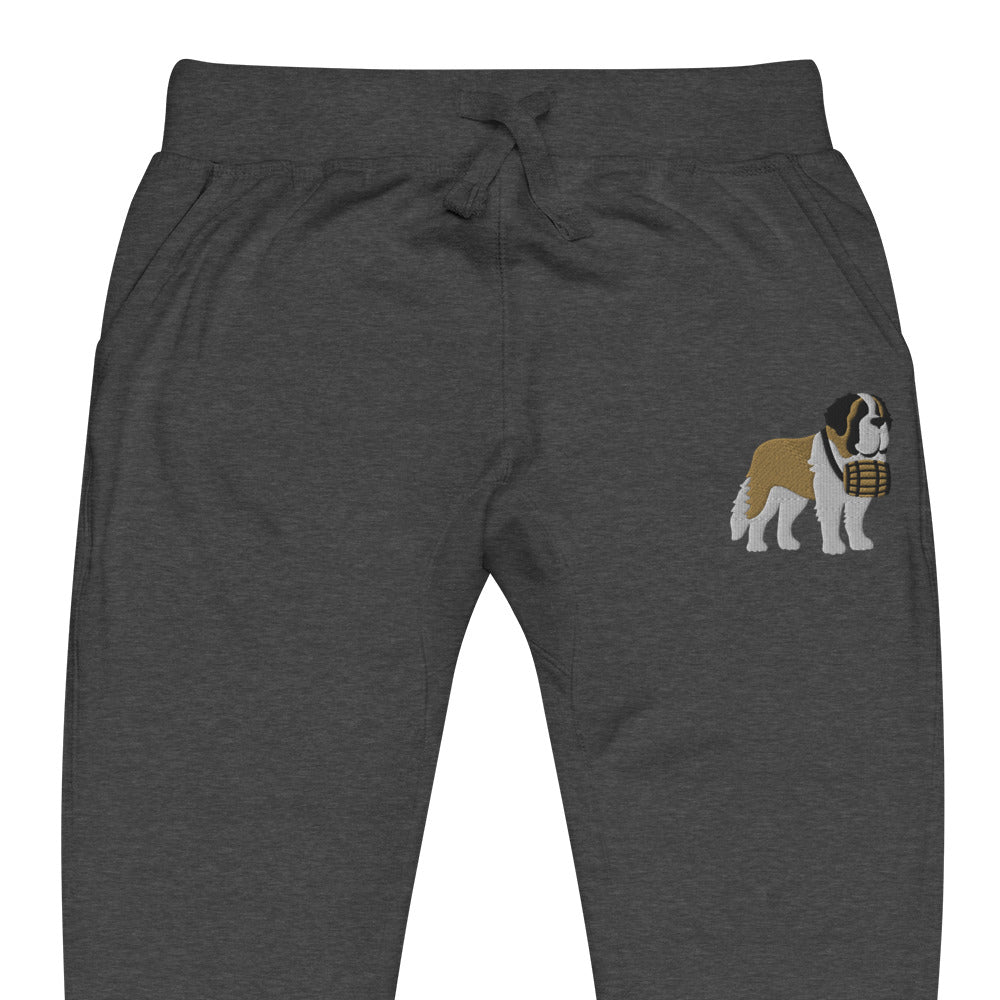 Embroidered Saint Bernard Fleece Sweatpants - Lucy + Norman