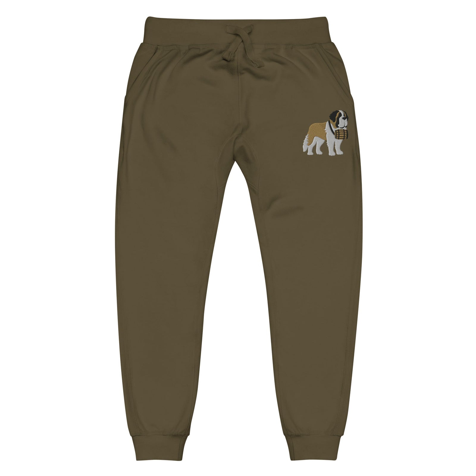Embroidered Saint Bernard Fleece Sweatpants - Lucy + Norman