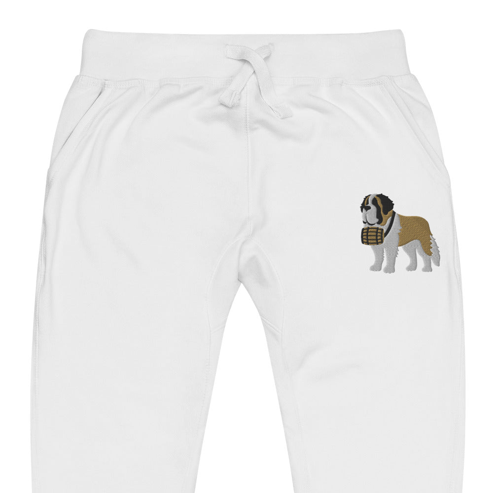 Embroidered Saint Bernard Fleece Sweatpants - Lucy + Norman