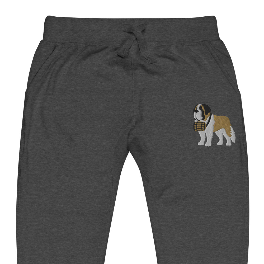 Embroidered Saint Bernard Fleece Sweatpants - Lucy + Norman