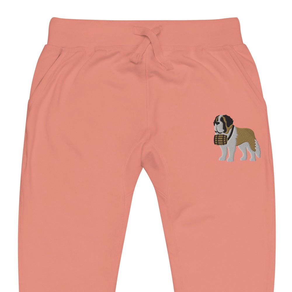 Embroidered Saint Bernard Fleece Sweatpants - Lucy + Norman