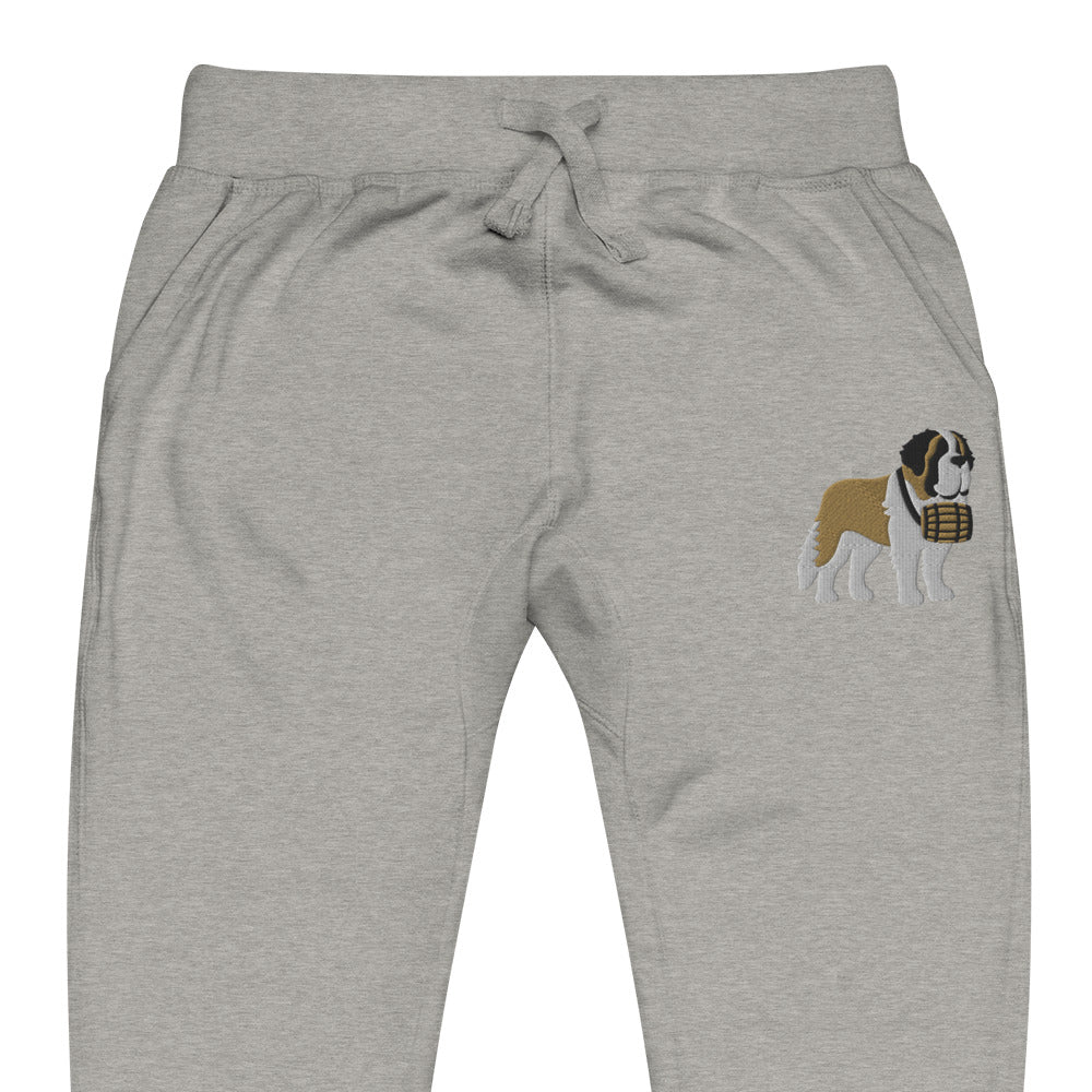Embroidered Saint Bernard Fleece Sweatpants - Lucy + Norman