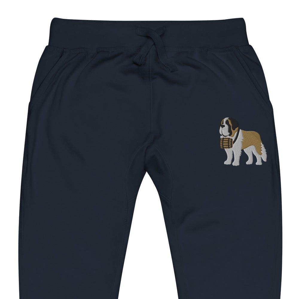 Embroidered Saint Bernard Fleece Sweatpants - Lucy + Norman