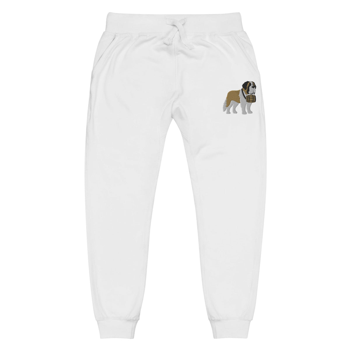 Embroidered Saint Bernard Fleece Sweatpants - Lucy + Norman