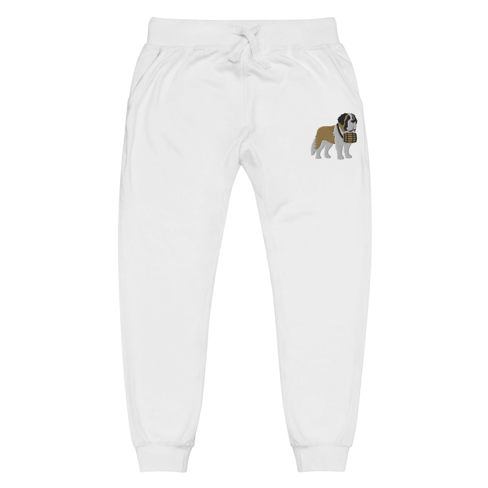 Embroidered Saint Bernard Fleece Sweatpants - Lucy + Norman