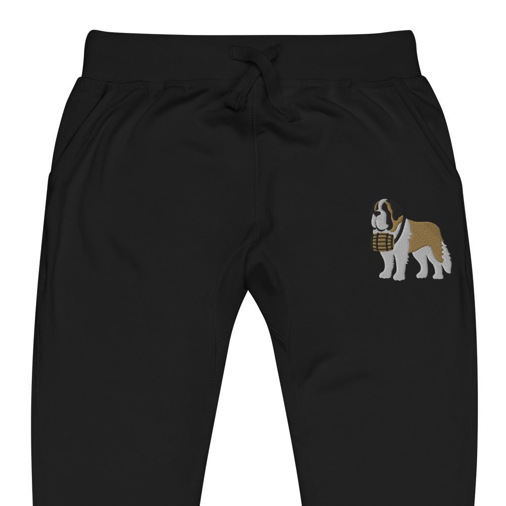 Embroidered Saint Bernard Fleece Sweatpants - Lucy + Norman