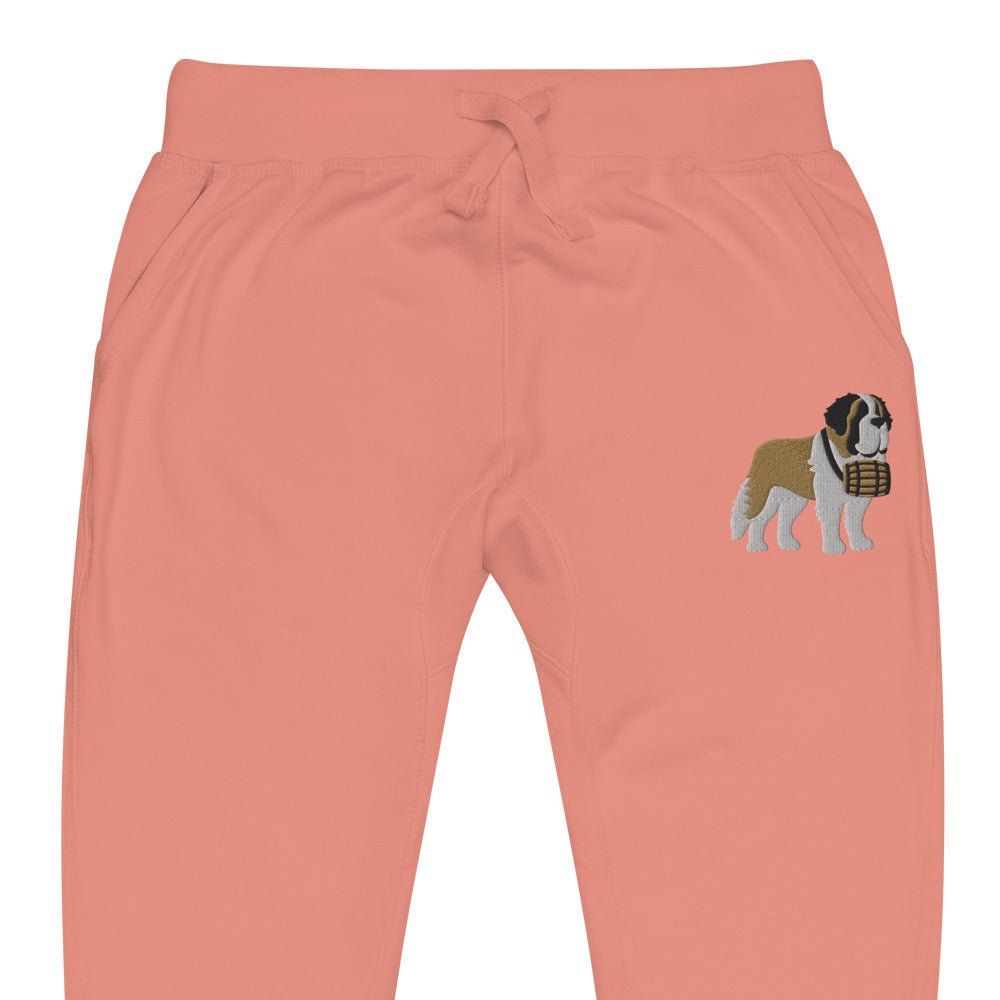 Embroidered Saint Bernard Fleece Sweatpants - Lucy + Norman