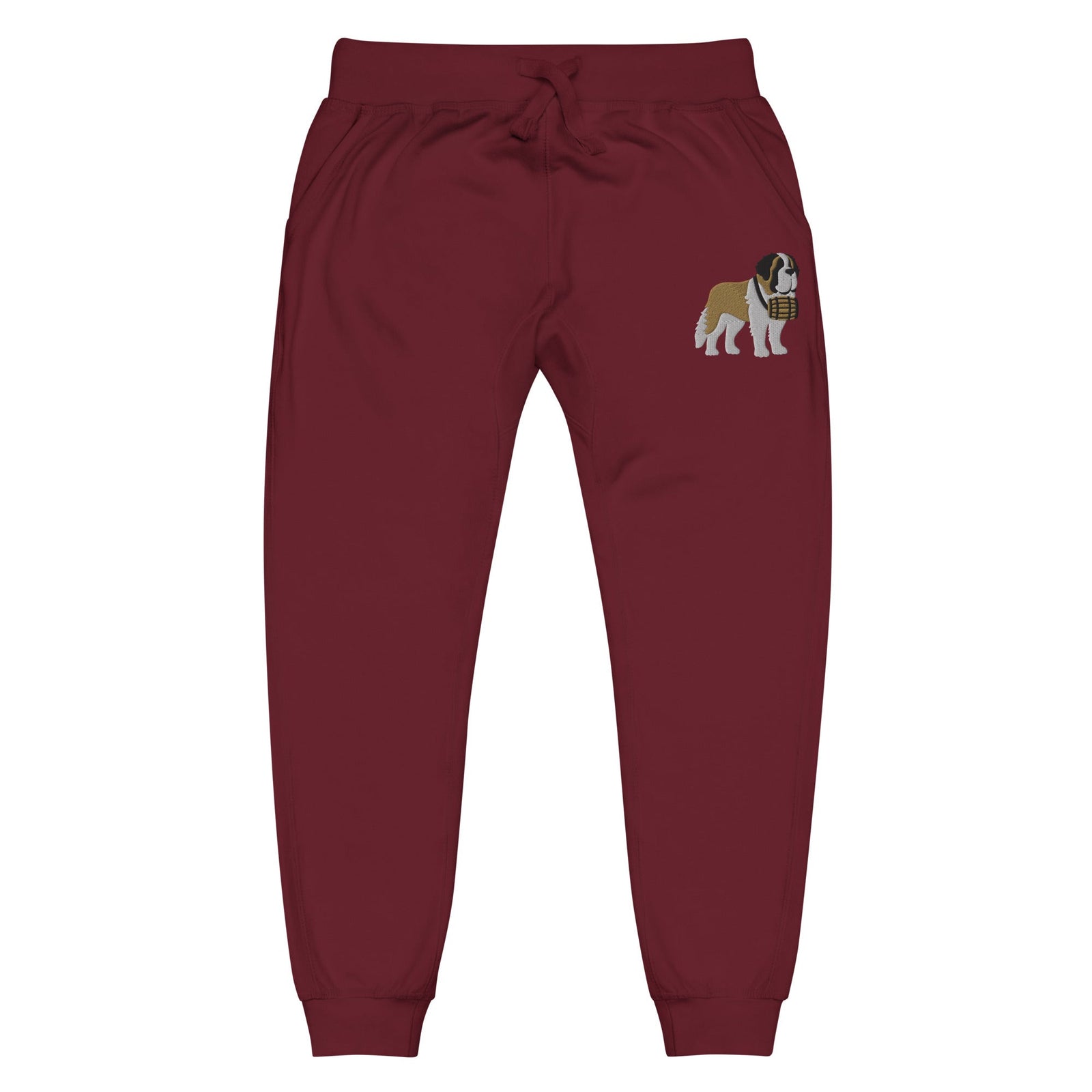 Embroidered Saint Bernard Fleece Sweatpants - Lucy + Norman