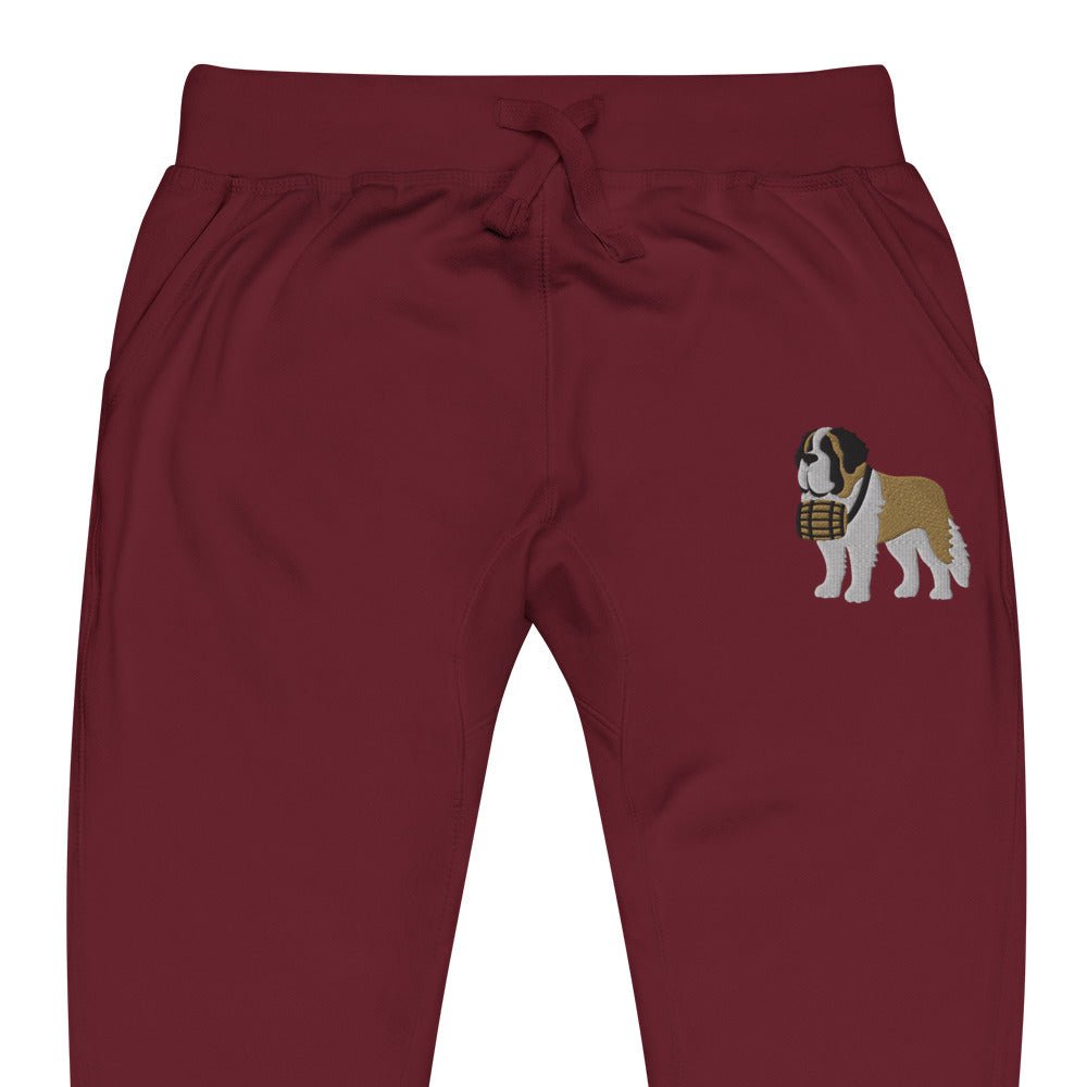 Embroidered Saint Bernard Fleece Sweatpants - Lucy + Norman