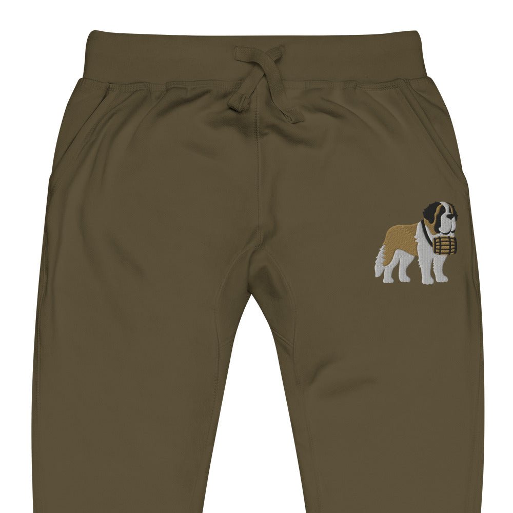Embroidered Saint Bernard Fleece Sweatpants - Lucy + Norman