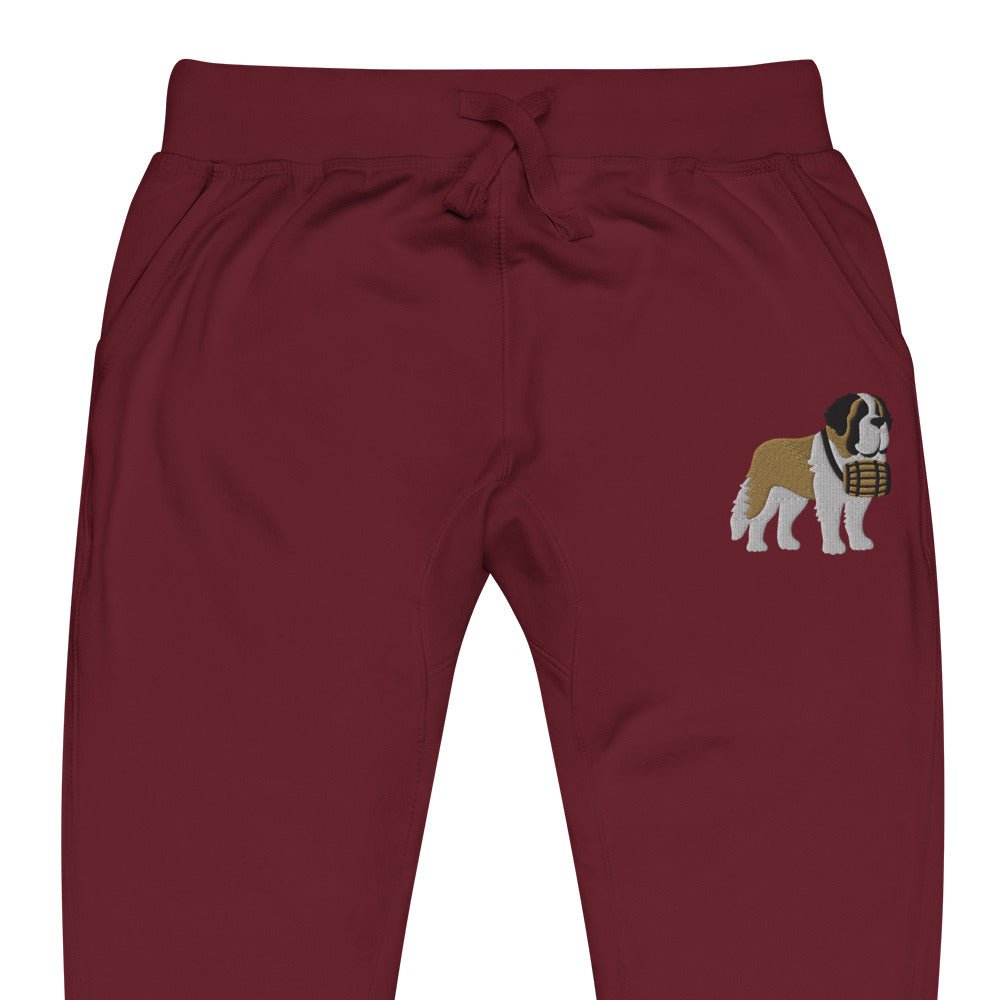 Embroidered Saint Bernard Fleece Sweatpants - Lucy + Norman