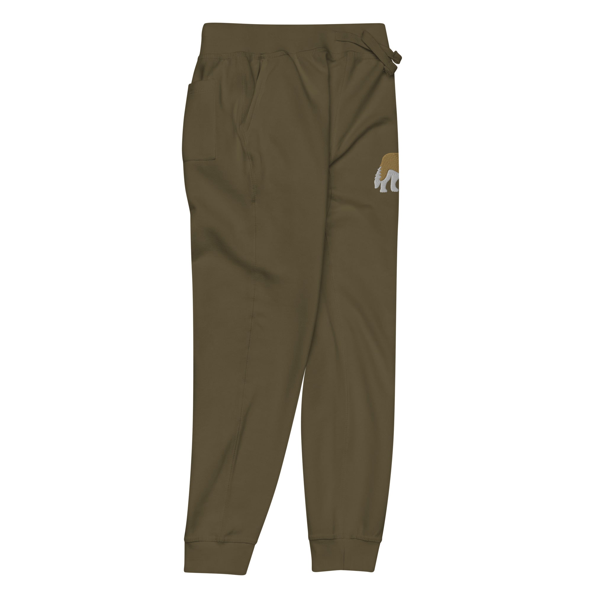 Embroidered Saint Bernard Fleece Sweatpants - Lucy + Norman