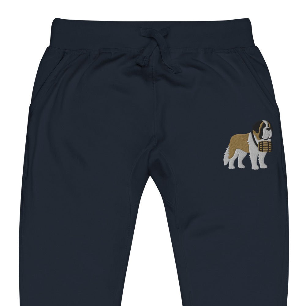 Embroidered Saint Bernard Fleece Sweatpants - Lucy + Norman